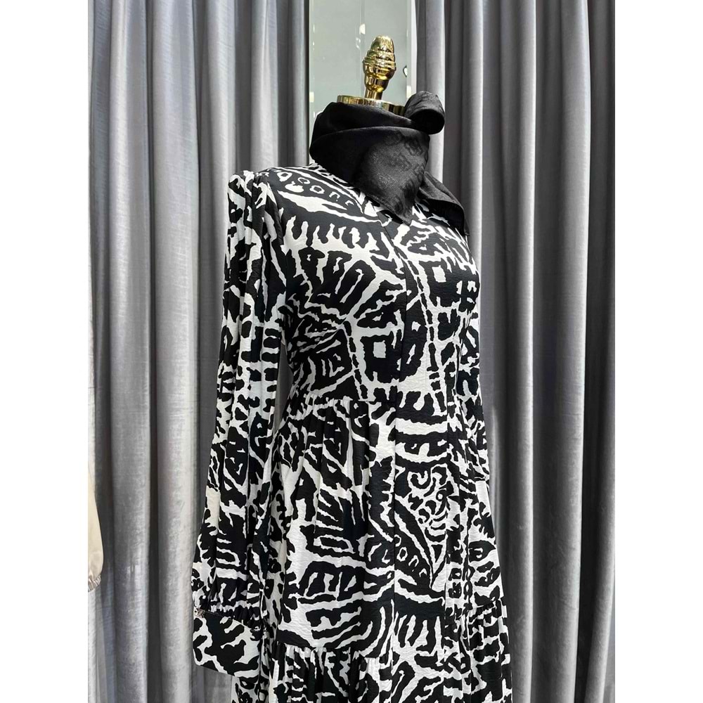 ZÜHRE MUSE ELBİSE - SİYAH-BEYAZ - 42