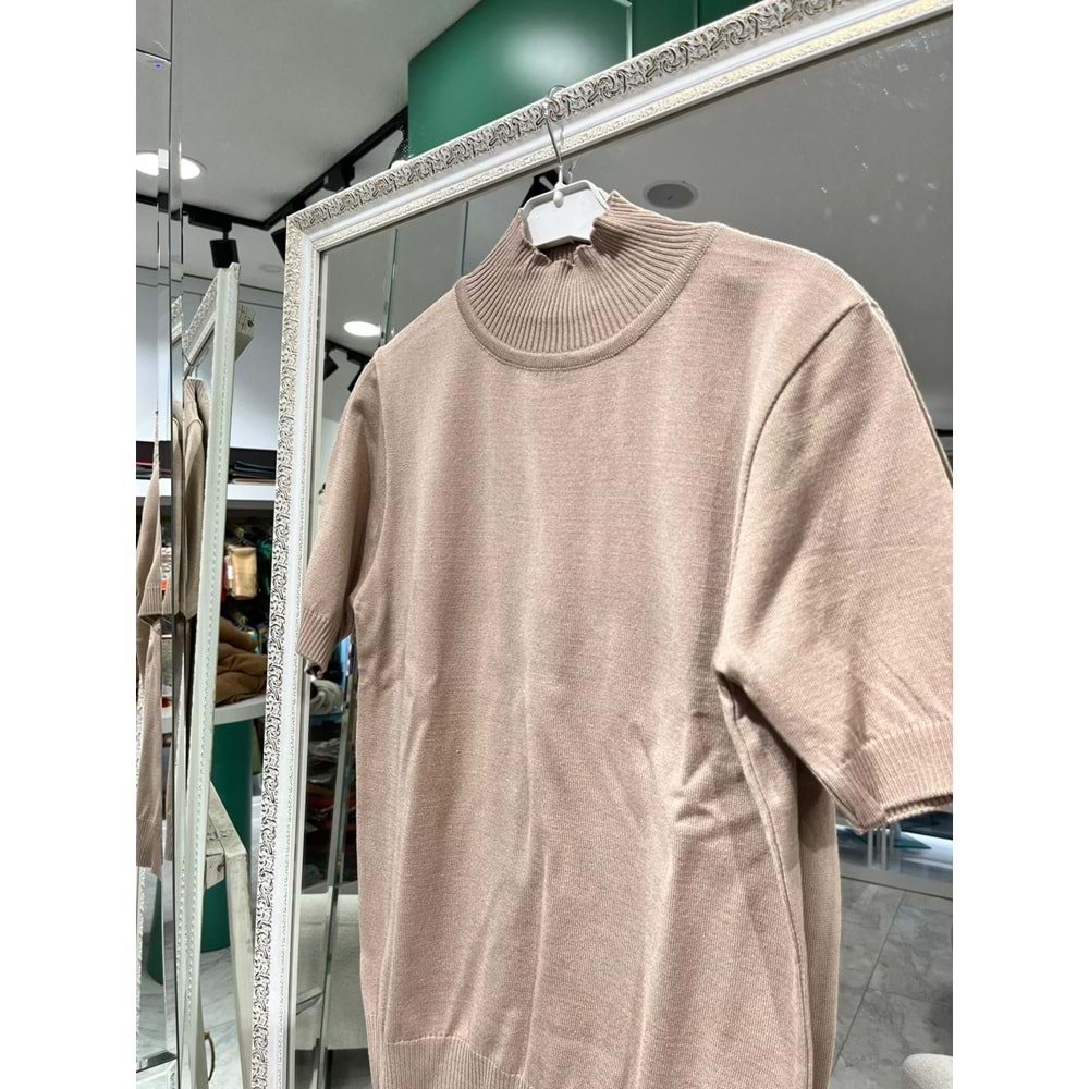 BEYS DESIGN KISA KOLLU TRİKO İÇLİK - CAMEL