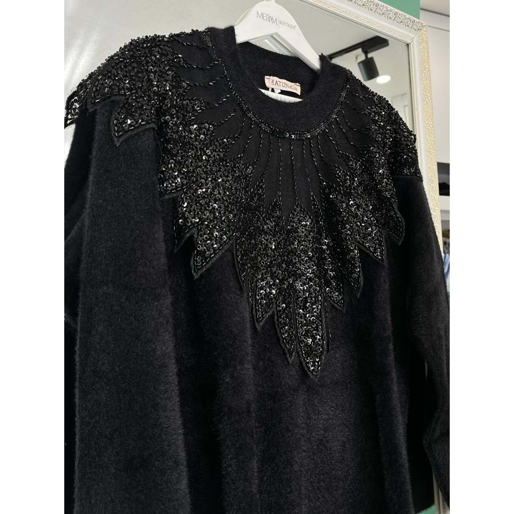 HATUN ANGORA TUNİK (38-44 BEDEN UYUMLU) - SİYAH - STANDART