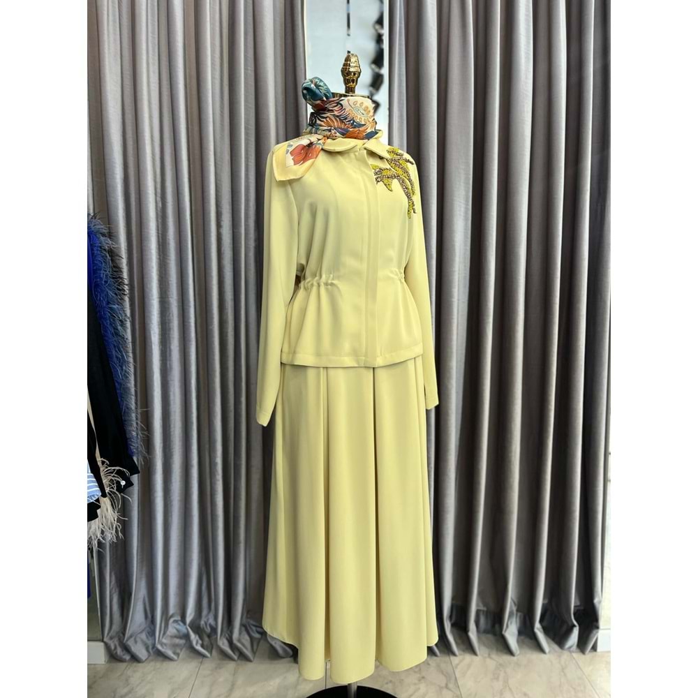 HALE LORA ETEKLİ TAKIM - LİMON SARI - 2