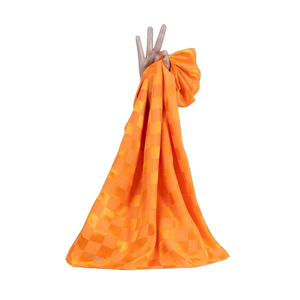 İNVEE ŞAHANE DAMA DESENLİ EŞARP - ORANJ