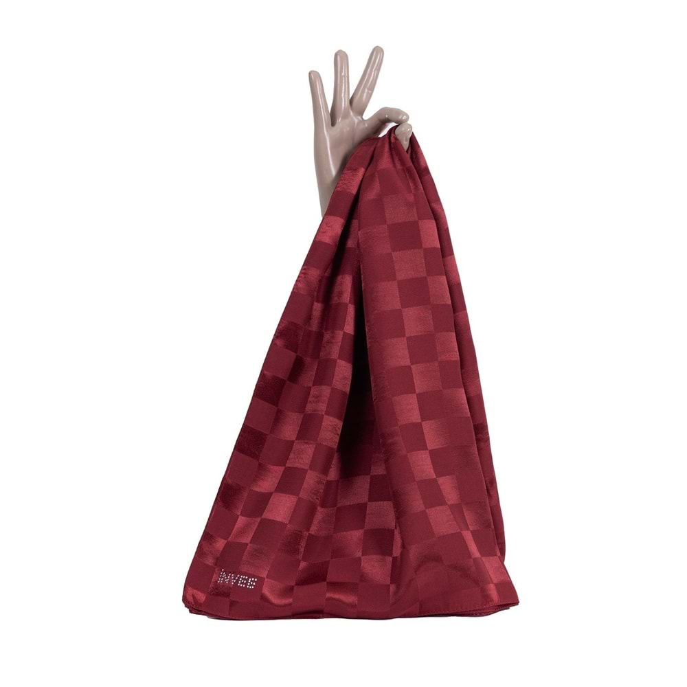 İNVEE ŞAHANE DAMA DESENLİ EŞARP - BORDO
