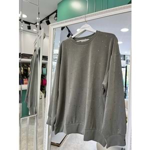 ADN MİNİK TAŞLI SWEAT ÖRME CUPRA - HAKİ - 3