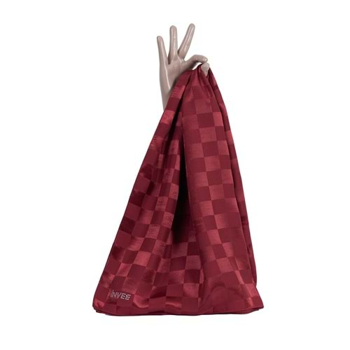 İNVEE ŞAHANE DAMA DESENLİ EŞARP - BORDO