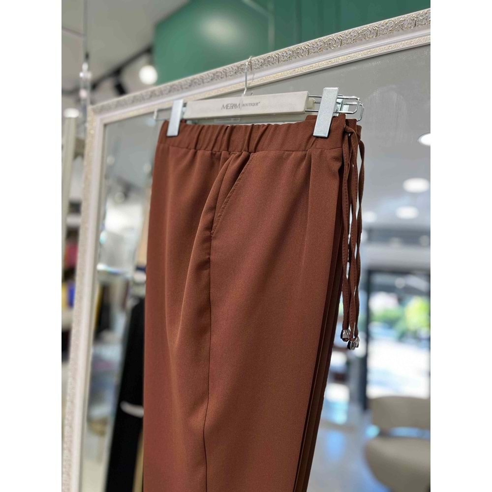 HÜMA KUMAŞ PANTOLON PAÇASI KATLI - KAHVERENGİ - 48