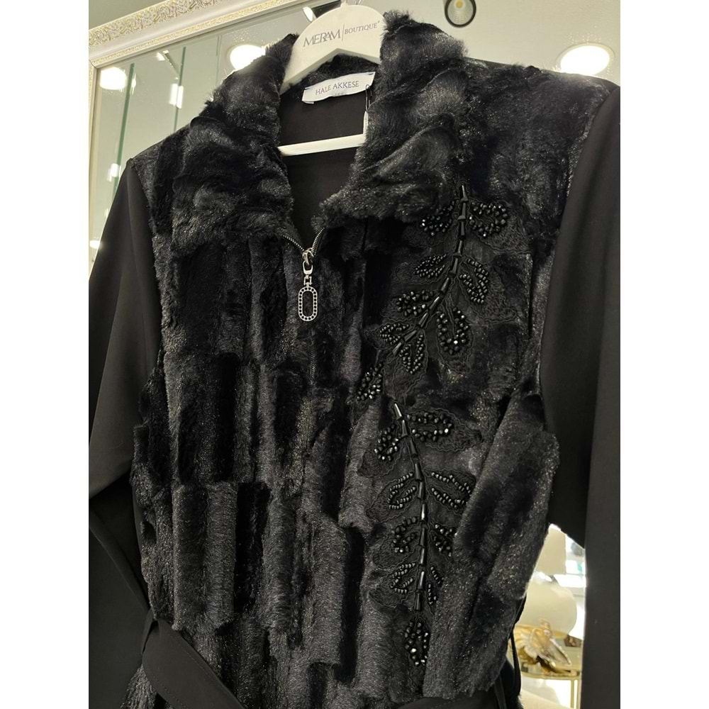HALE FOURRURE ANGORA CEKET - SİYAH - 2