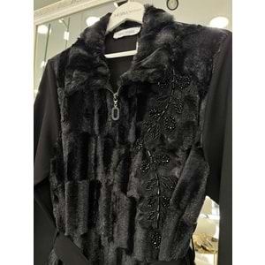 HALE FOURRURE ANGORA CEKET - SİYAH - 2