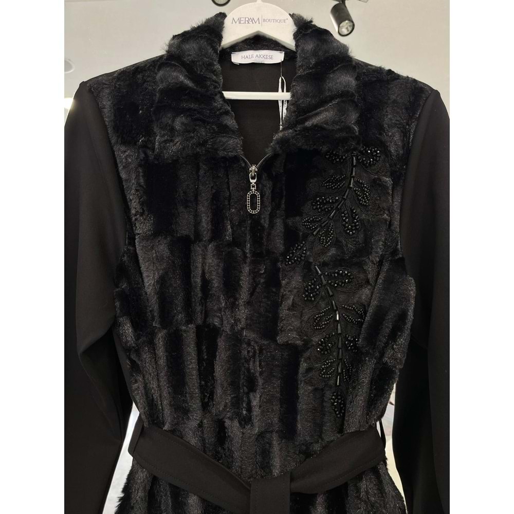 HALE FOURRURE ANGORA CEKET - SİYAH - 2