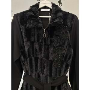 HALE FOURRURE ANGORA CEKET - SİYAH - 2