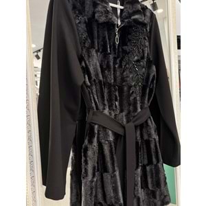 HALE FOURRURE ANGORA CEKET - SİYAH - 2