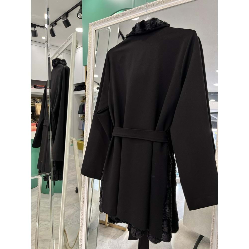 HALE FOURRURE ANGORA CEKET - SİYAH - 2