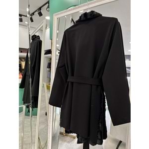 HALE FOURRURE ANGORA CEKET - SİYAH - 2